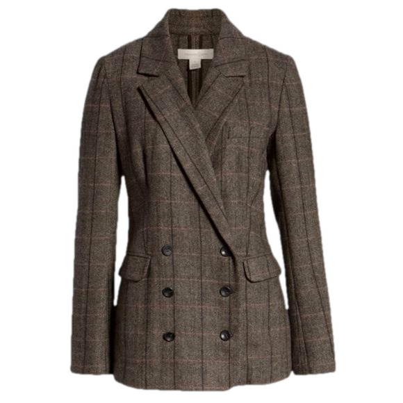 Treasure & Bond Plaid Double-breasted Blazer S Windowpane Herringbone - Picture 2 of 15